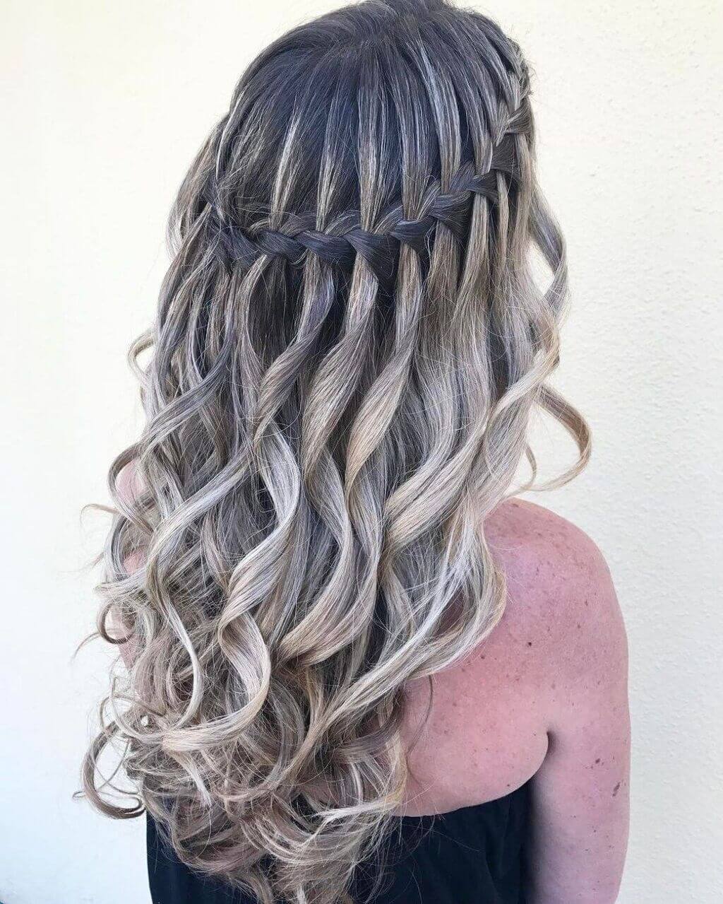Long Waterfall Braid Wedding Hairstyles 