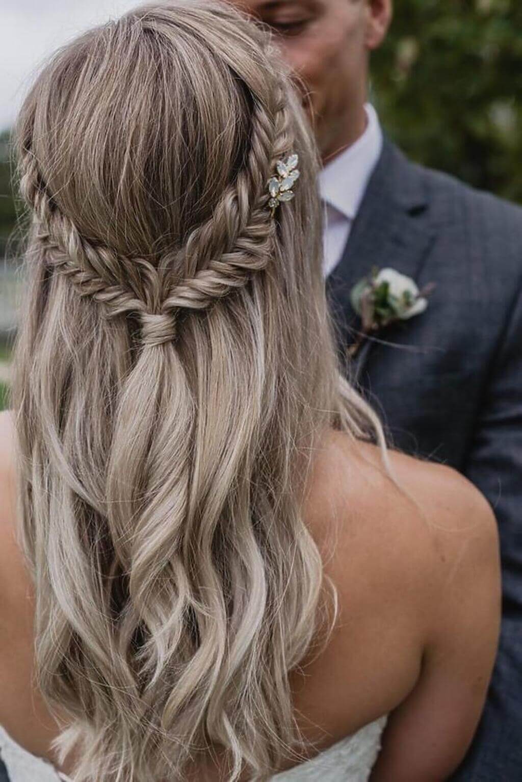 Simple Fishtail Braid wedding hairstyles 