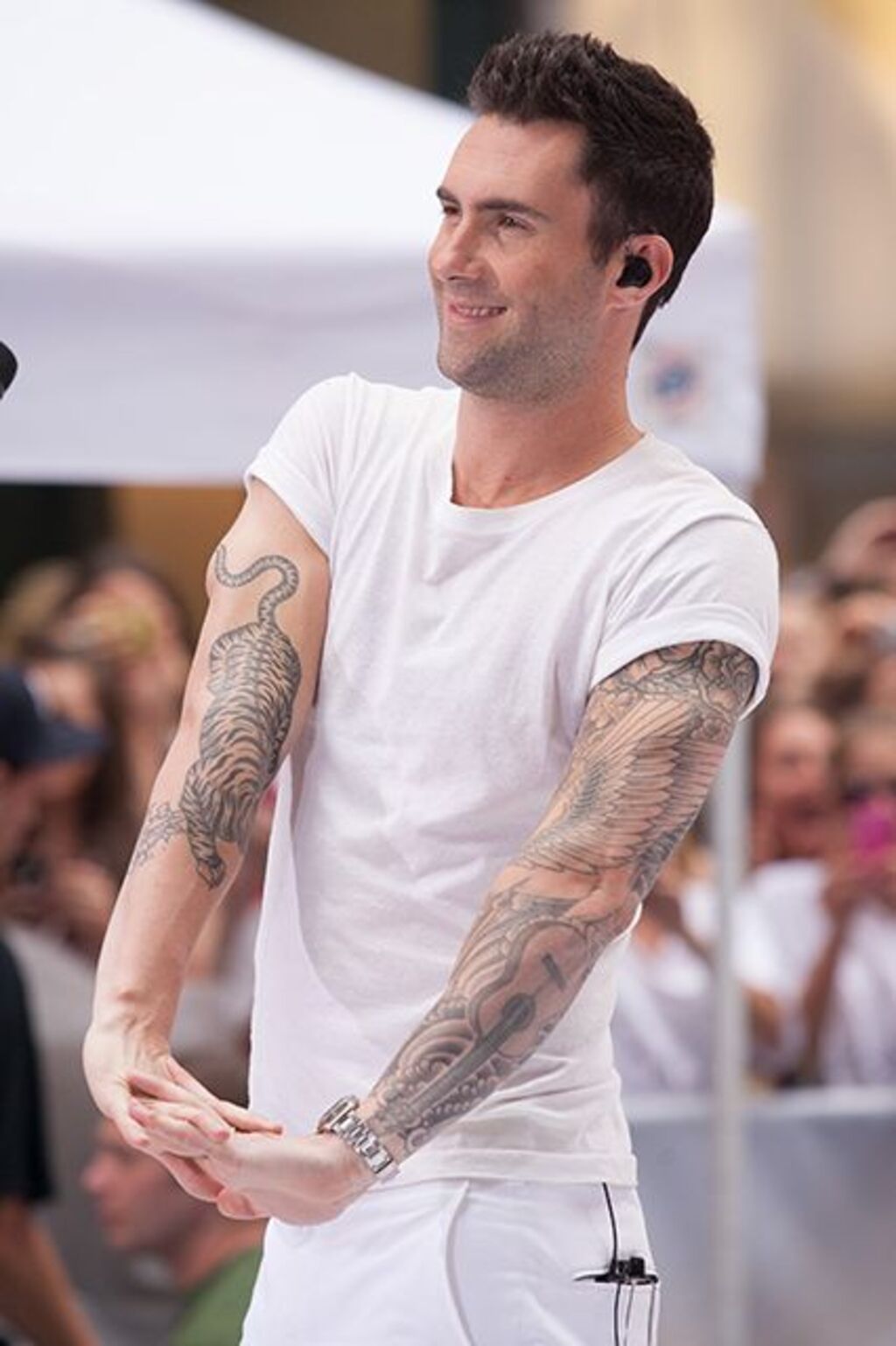 Adam Levine with Angel Wings Tattoo