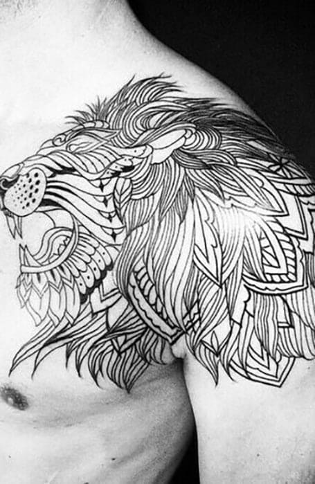 Lion Shoulder Tattoos for Men