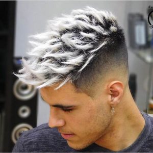 Mohawk Haircut + Platinum Streaks