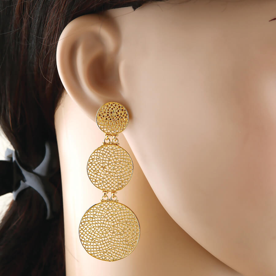 Azva - Modern gold earrings with intricate etching on... | Facebook