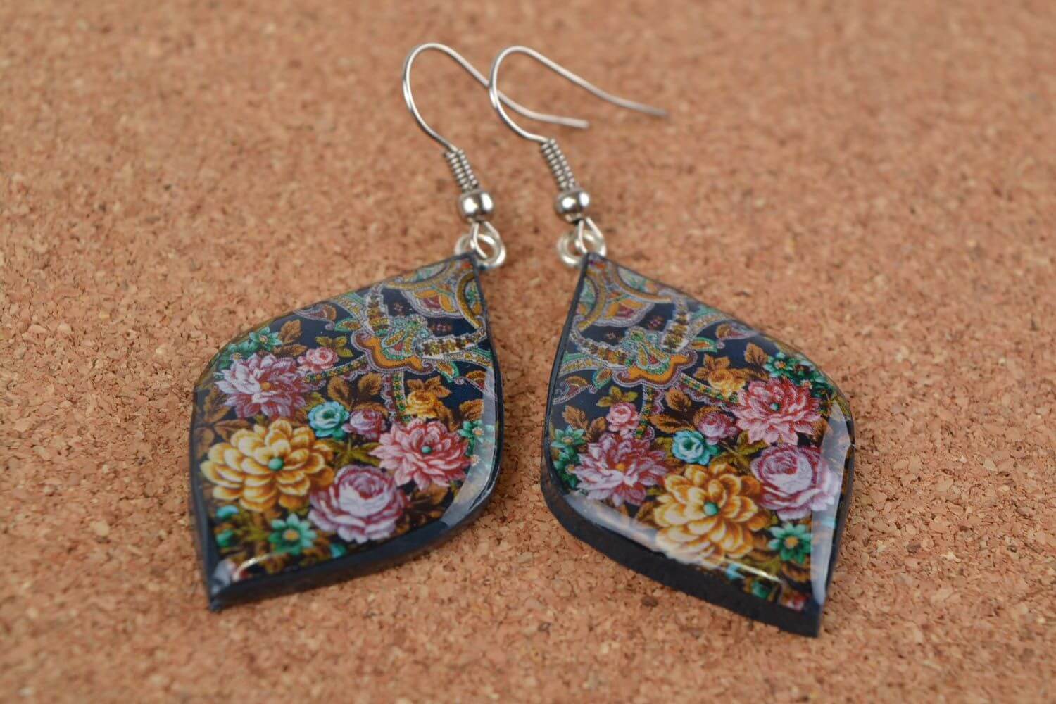 handmade earrings Floral Print design