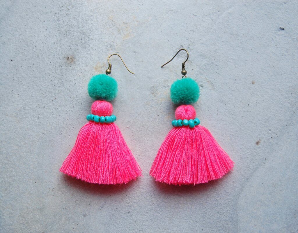 small pearl and cotton handmade earrings 