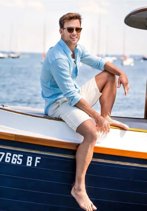 A man sitting on a boat 