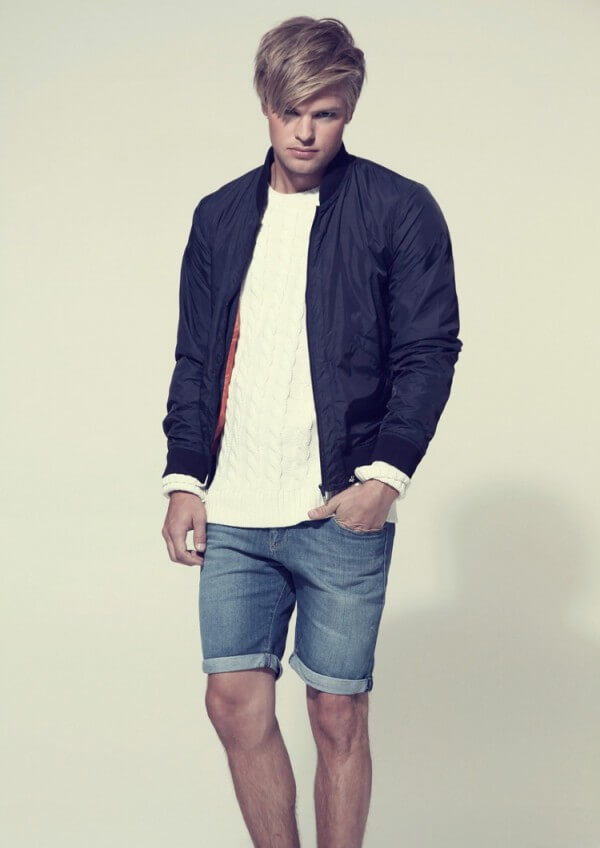 A man in shorts and a jacket summer men fashion