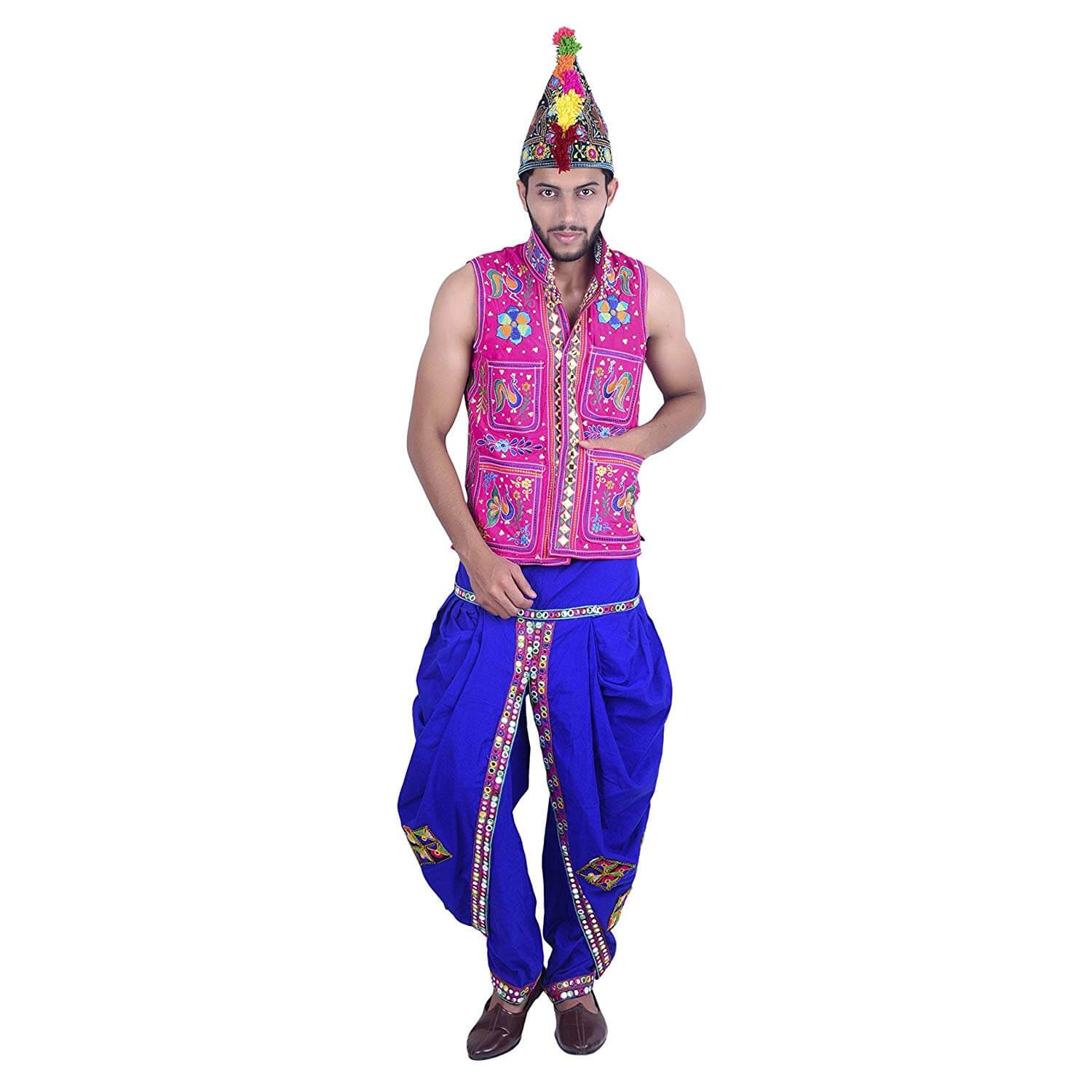 navratri dress for men - blue and pink Dhoti Kurta