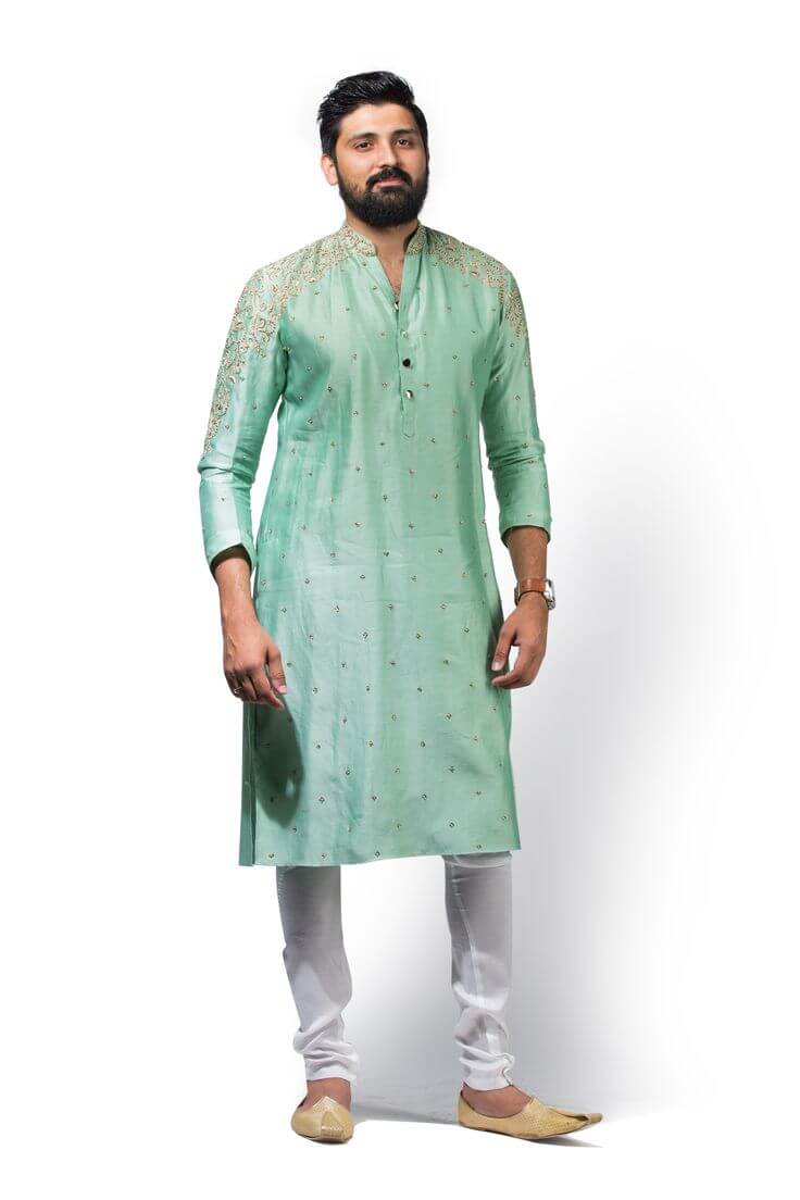 Green kurta navratri dress for men