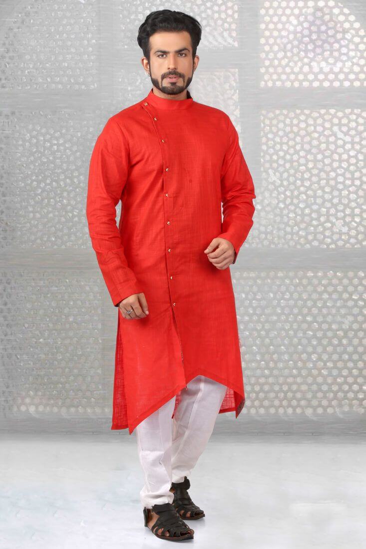 A man in a red indian outfit
