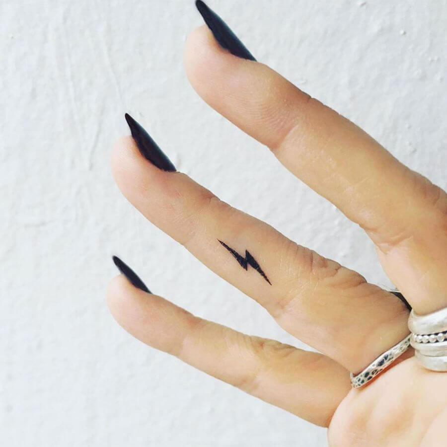  A Thunder Sign Finger Tattoos