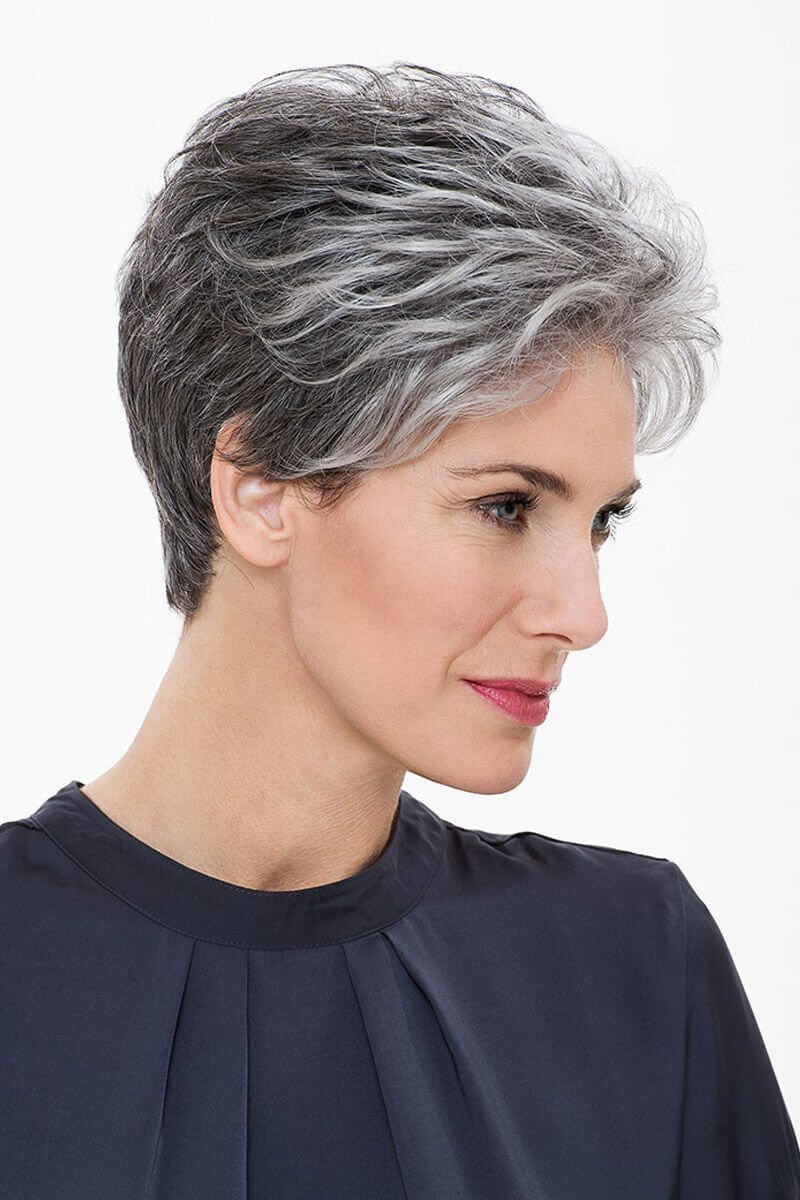 Short Straight With Side Parted Bangs Hairstyles for older women
