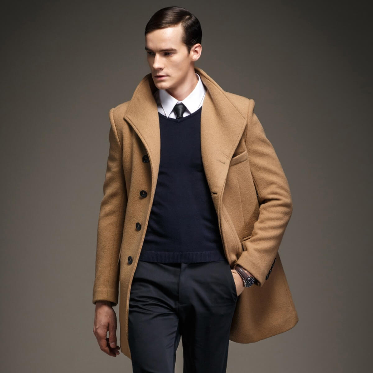 polo Wool-Blend Melton Peacoat