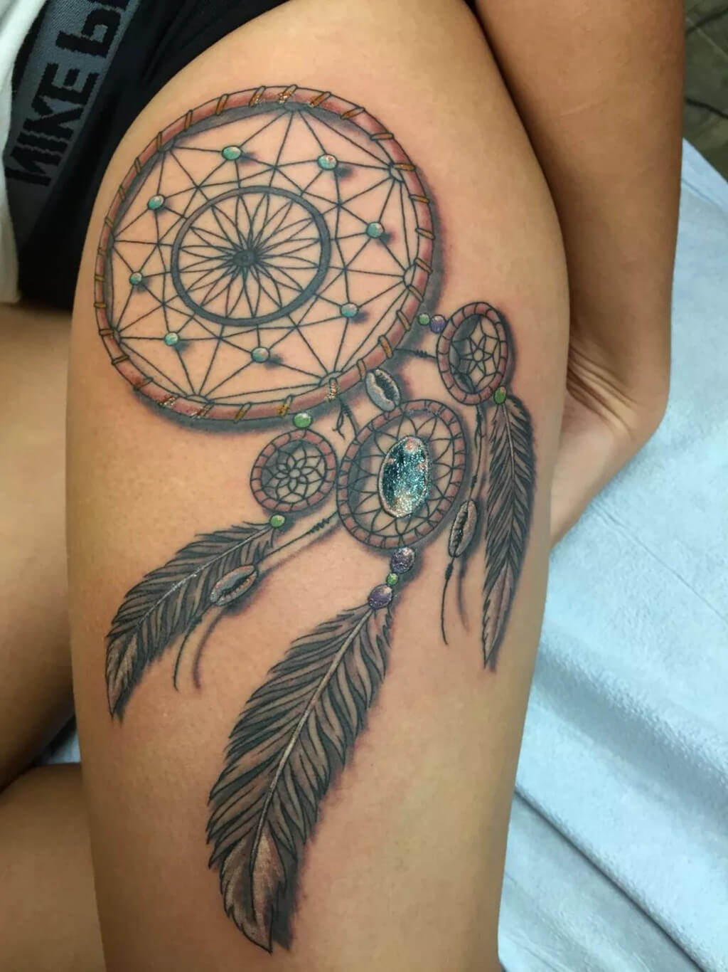 Dreamcatcher Thigh Tattoo