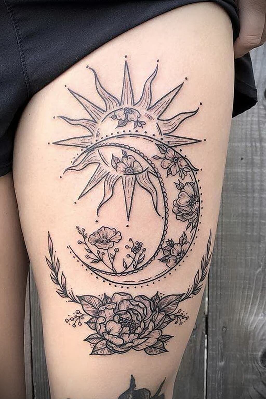 Moon Thigh Tattoo
