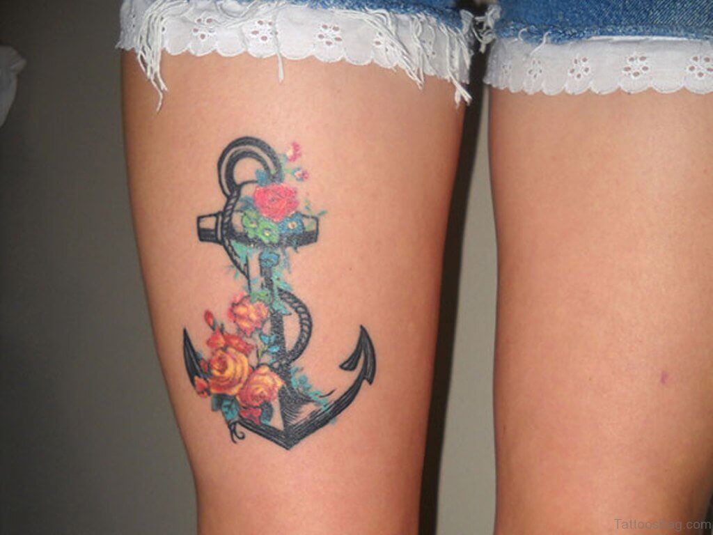 Anchor Thigh Tattoo