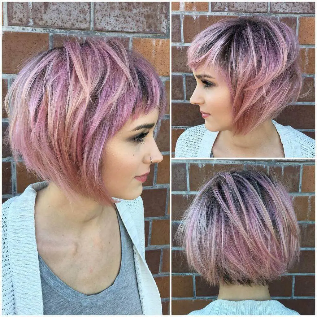 Pink Textured - Stacked Bob