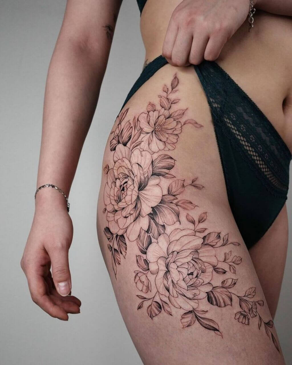 Classy Side Thigh Tattoo