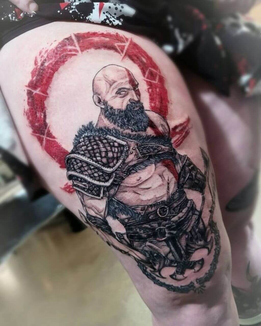 Warrior Unique Thigh Tattoos