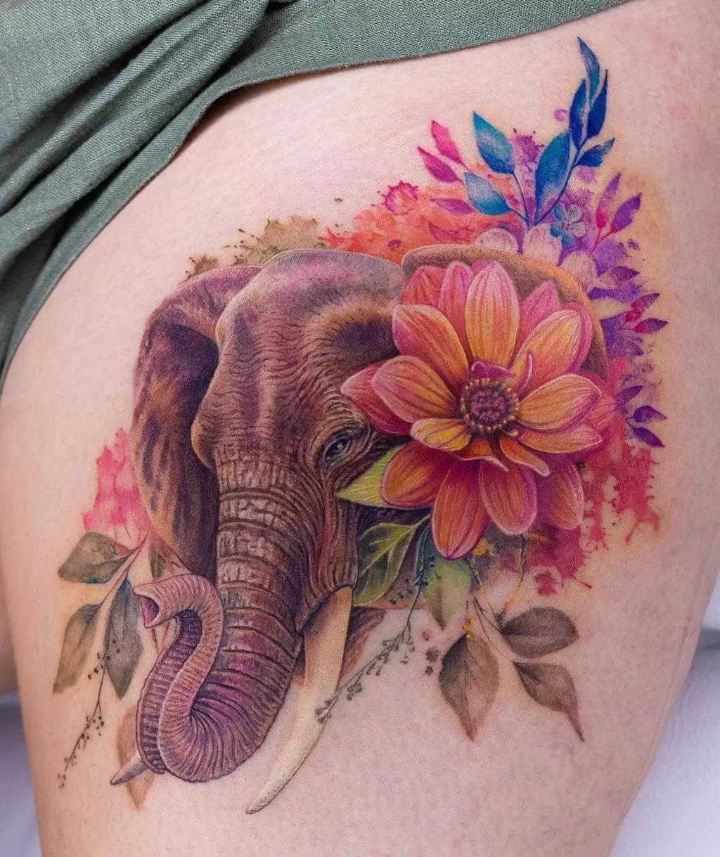Elephant Attractive Women's Small Thigh Tattoos