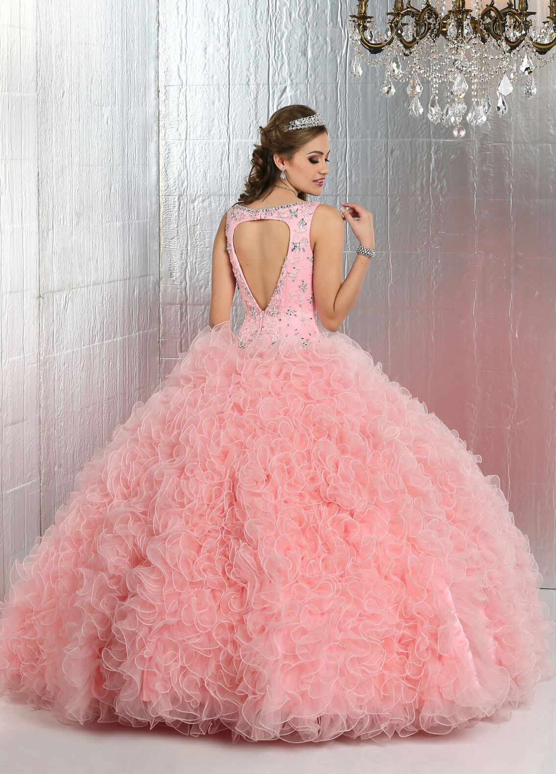 Pink backless princess ball gown dress