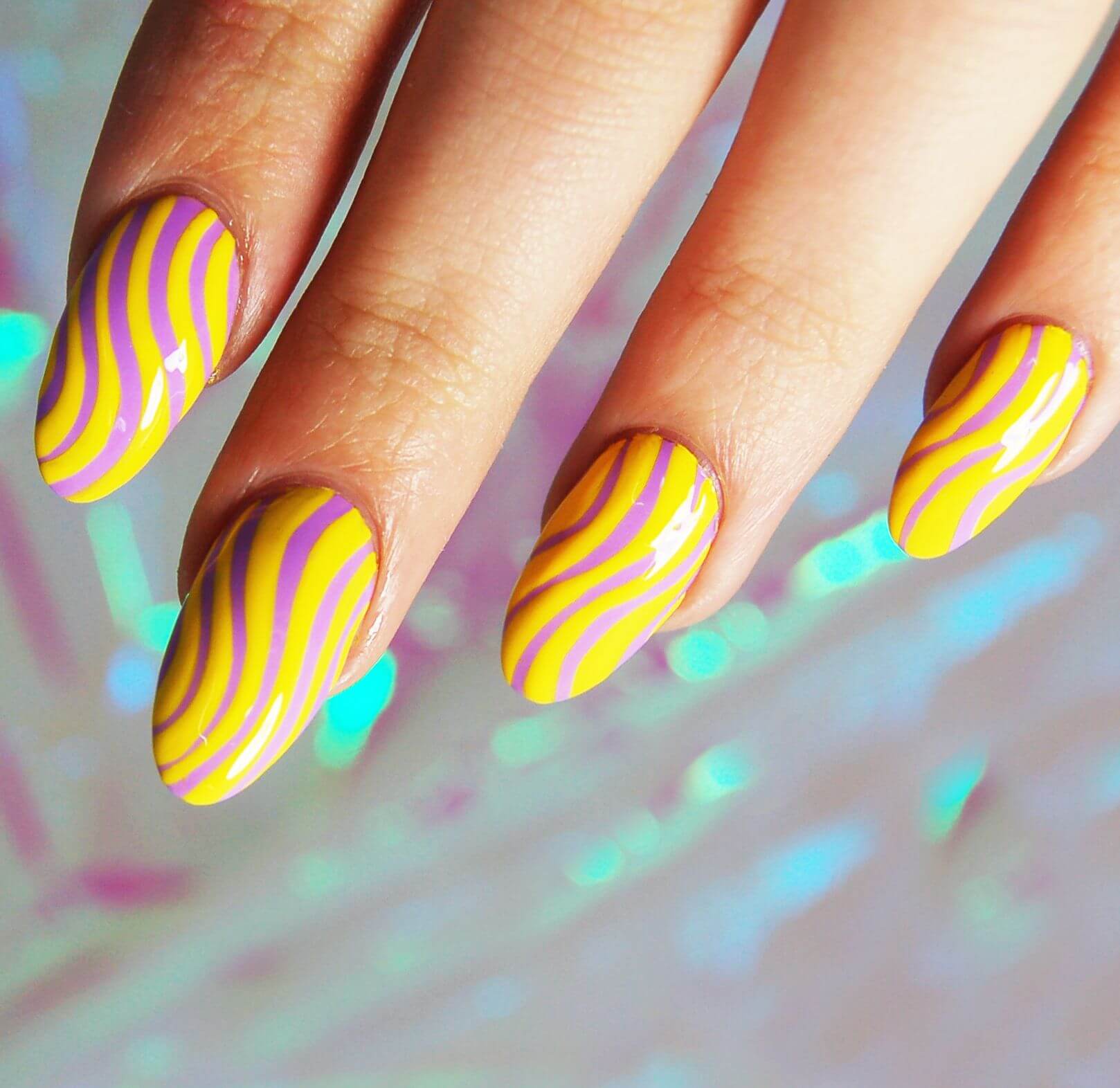 Trippy Lines Easter Nail Designs