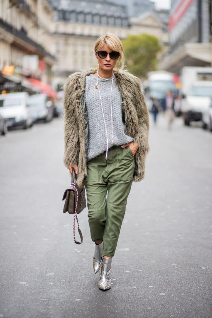 sweater and cargo pants