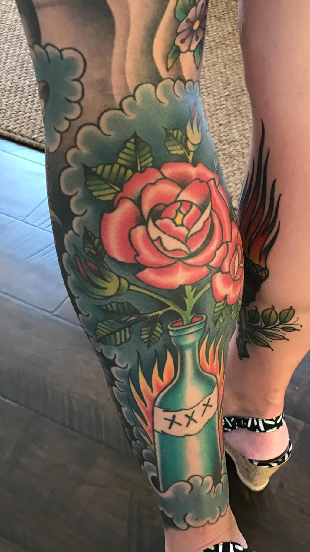 Rose Tattoo For Legs