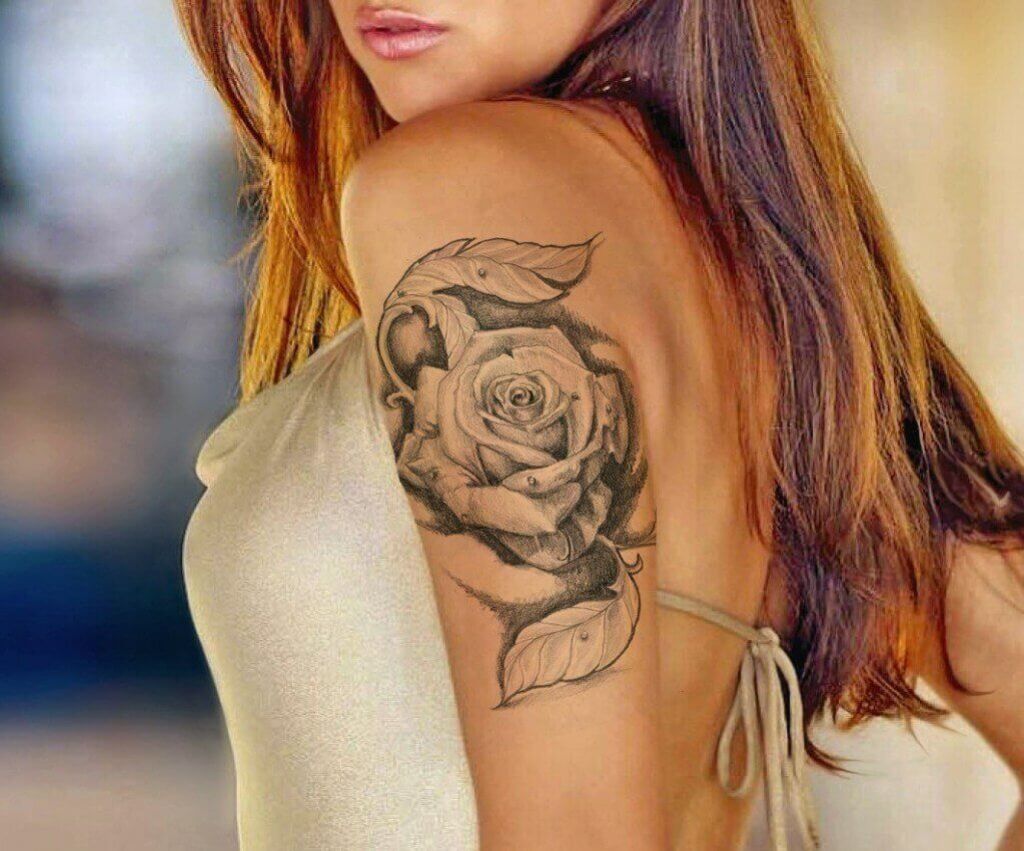 Rose Tattoo For Shoulder