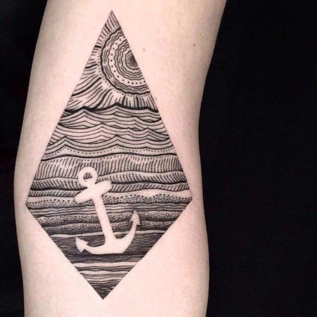 Negative Space Anchor Tattoo