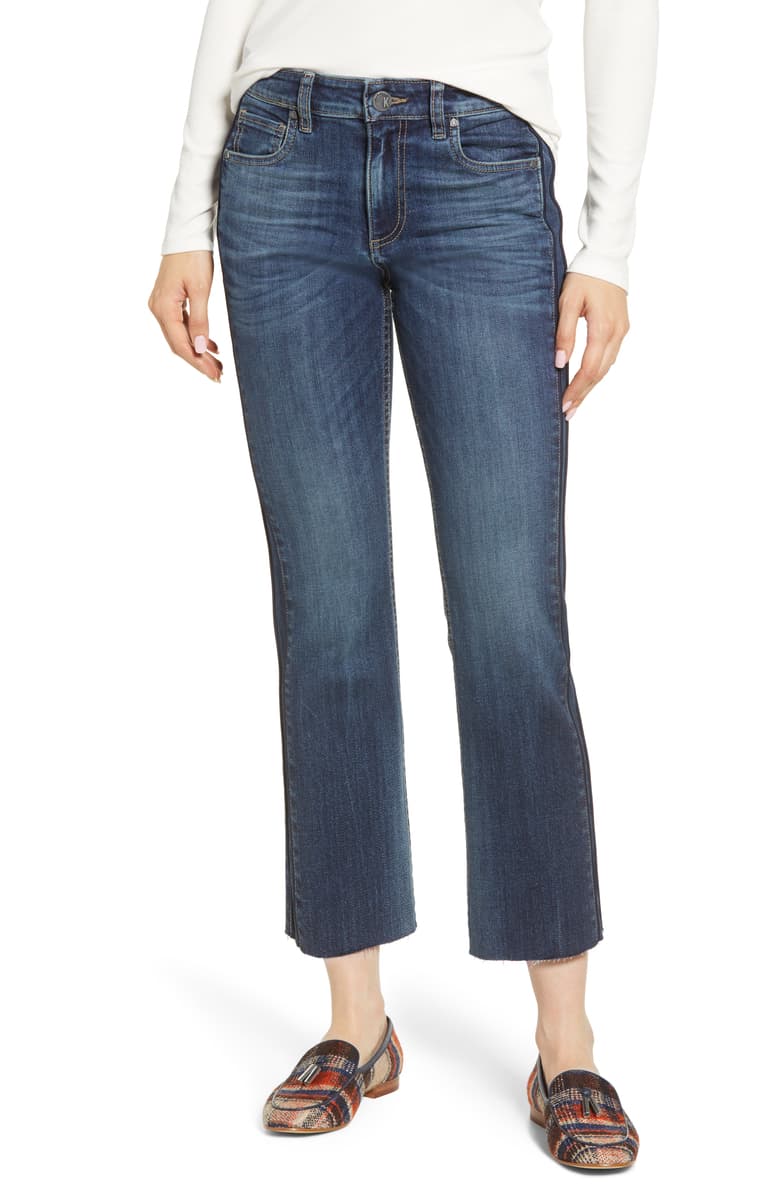 Side Inset Ankle Flare Jeans