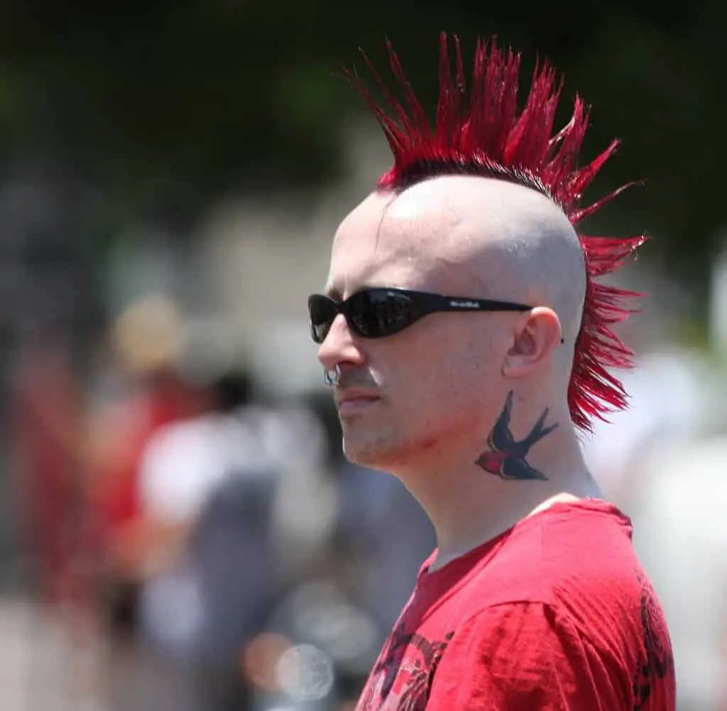 Red Color Punk Hairstyles for guys