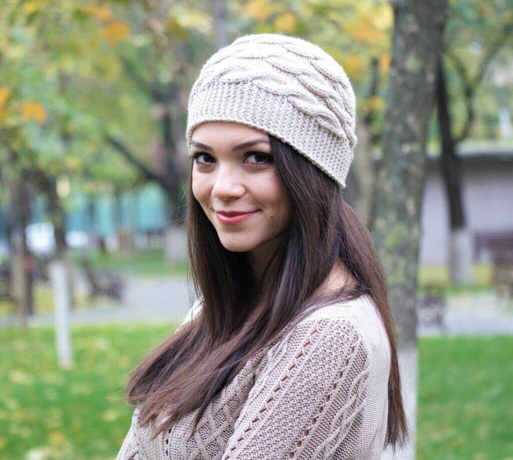 Accessories Caps Knitted Hats New Look Knitted Hat brown-blue cable stitch casual look 