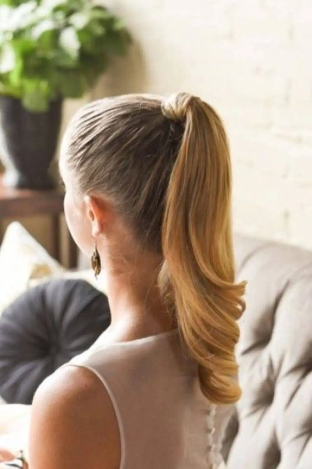 Ponytail with Soft Waves Wedding Updos
