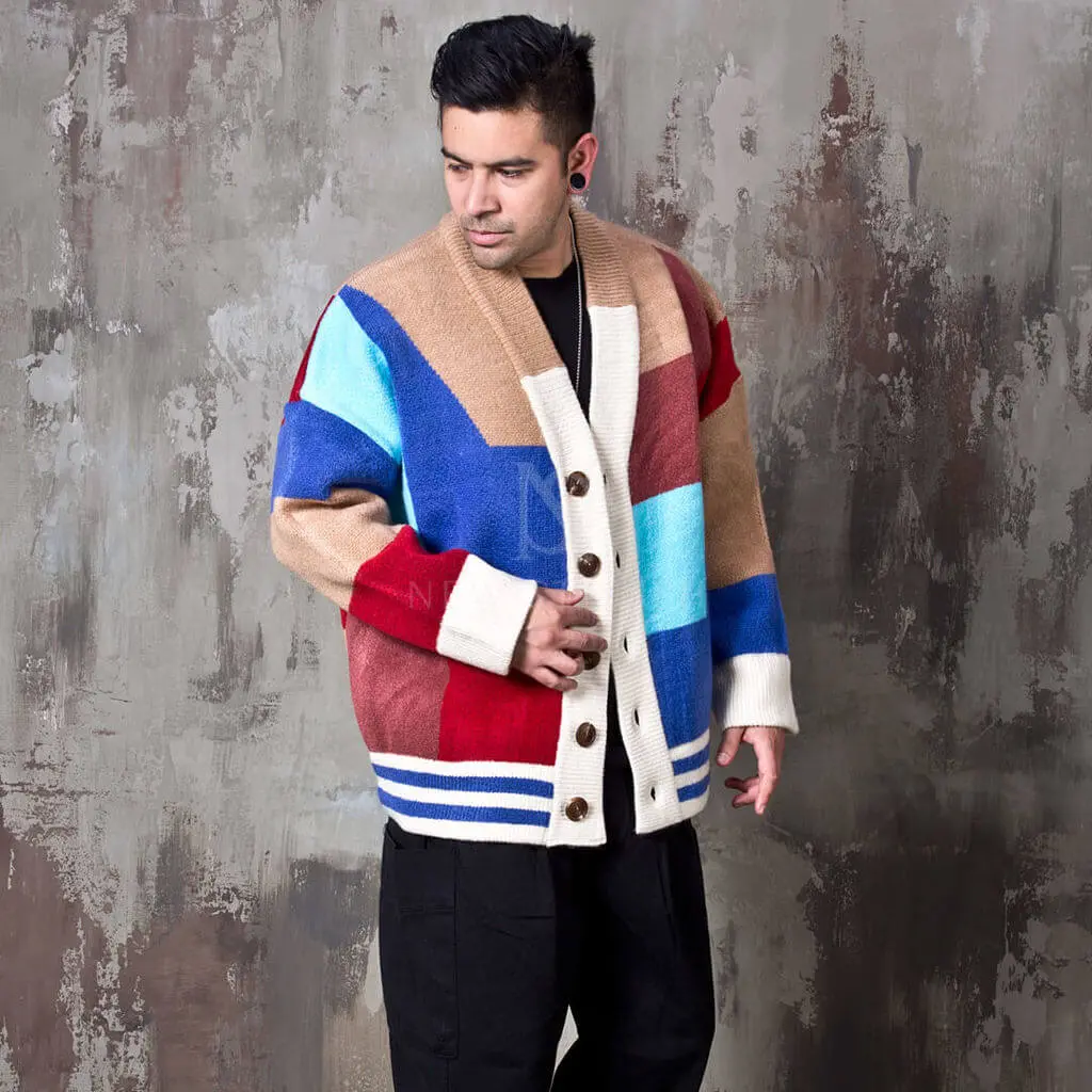 Colorful Cardigans winter outfit For men