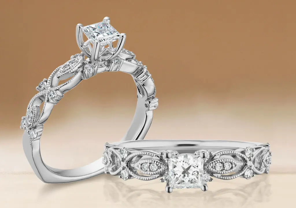 Diamond Symmetry and Polish of Engagement Ring 
