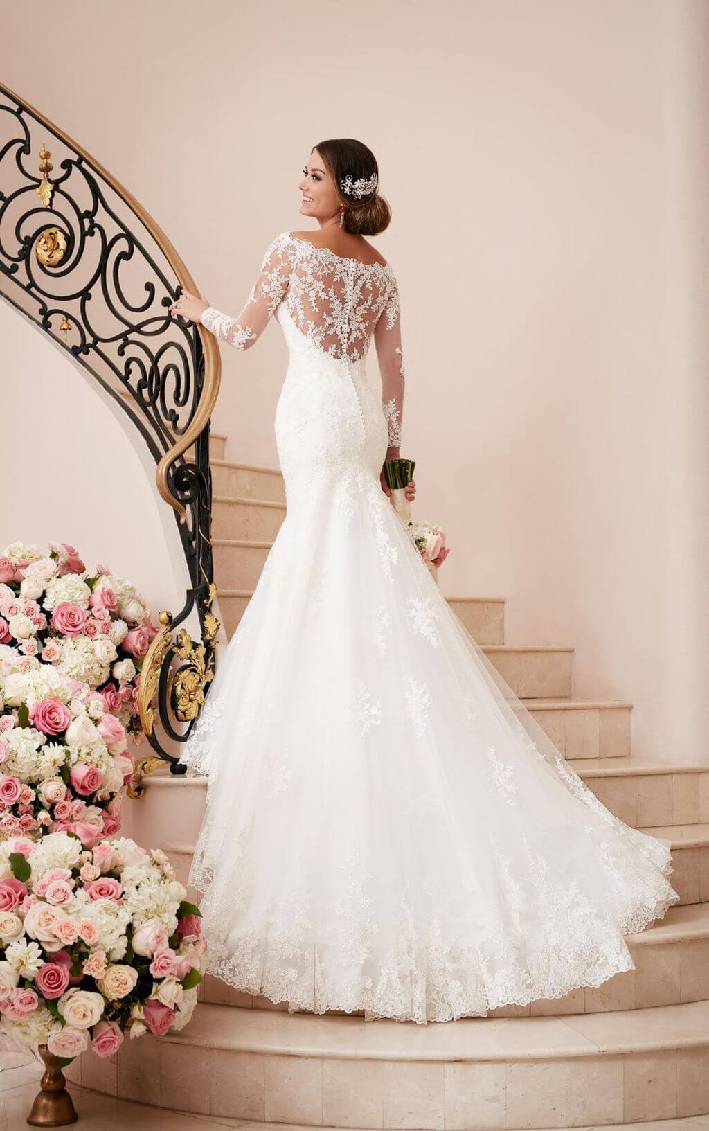 Long Sleeve Wedding Gown with Illusion back