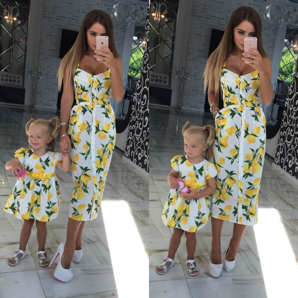 Lemon Print Mommy and Me Outfit for Summers