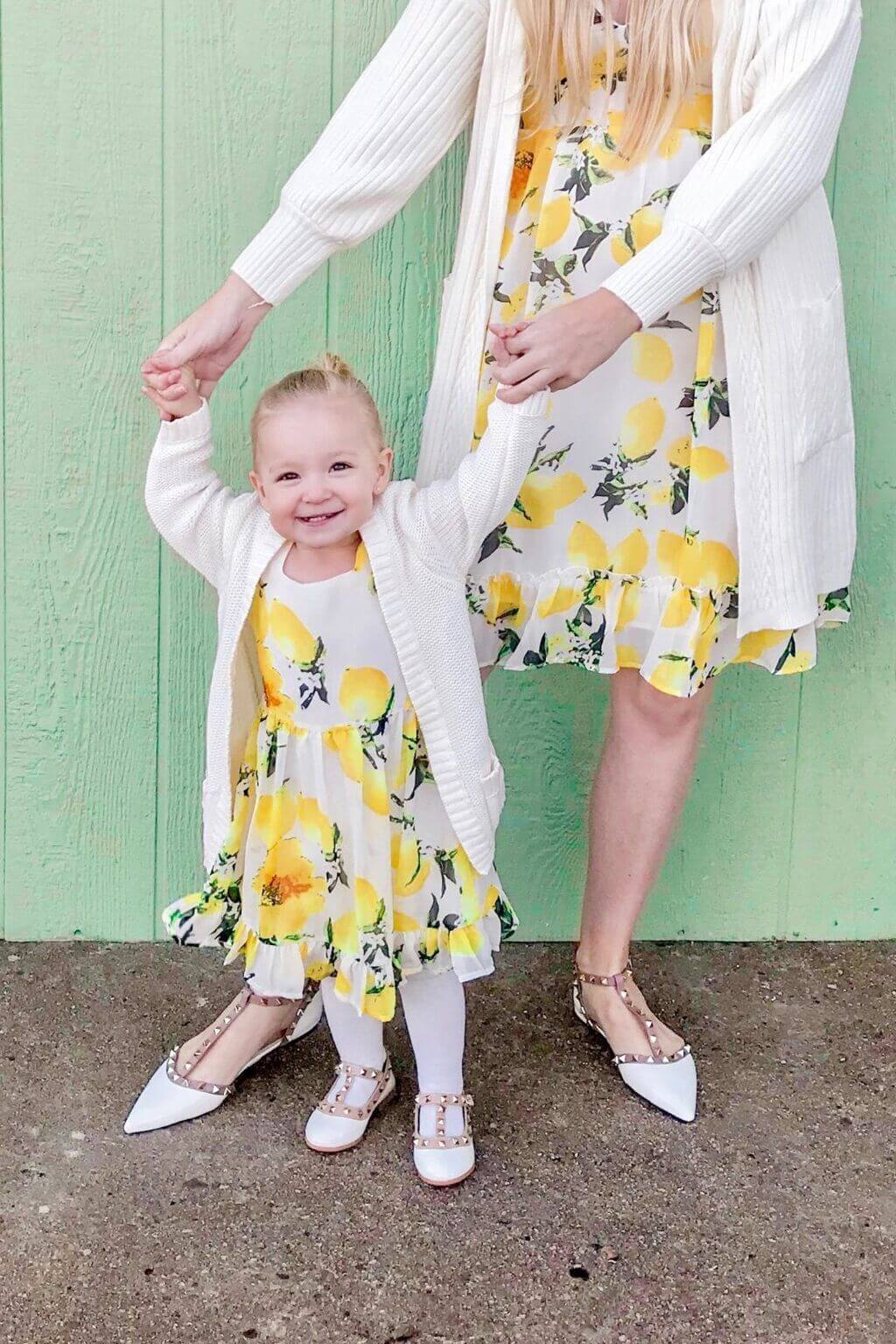 Lemon Print Mommy and Me Outfit for Summers