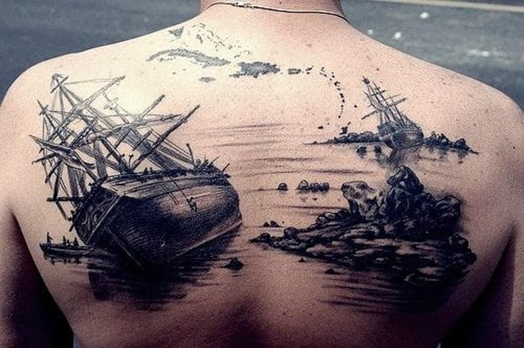 Pirate Ship Tattoo: american traditional tattoo 2021