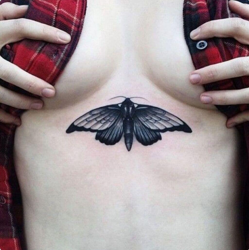 Butterfly chest tattoos for women