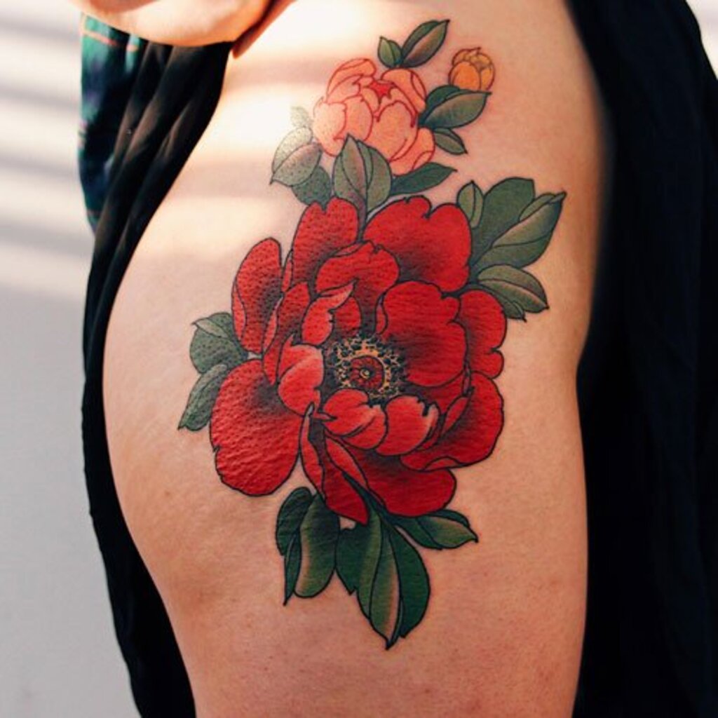 Flower hip tattoo for girls