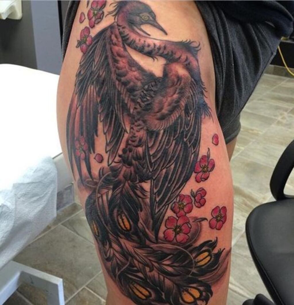  Phoenix Red Hip Tattoos