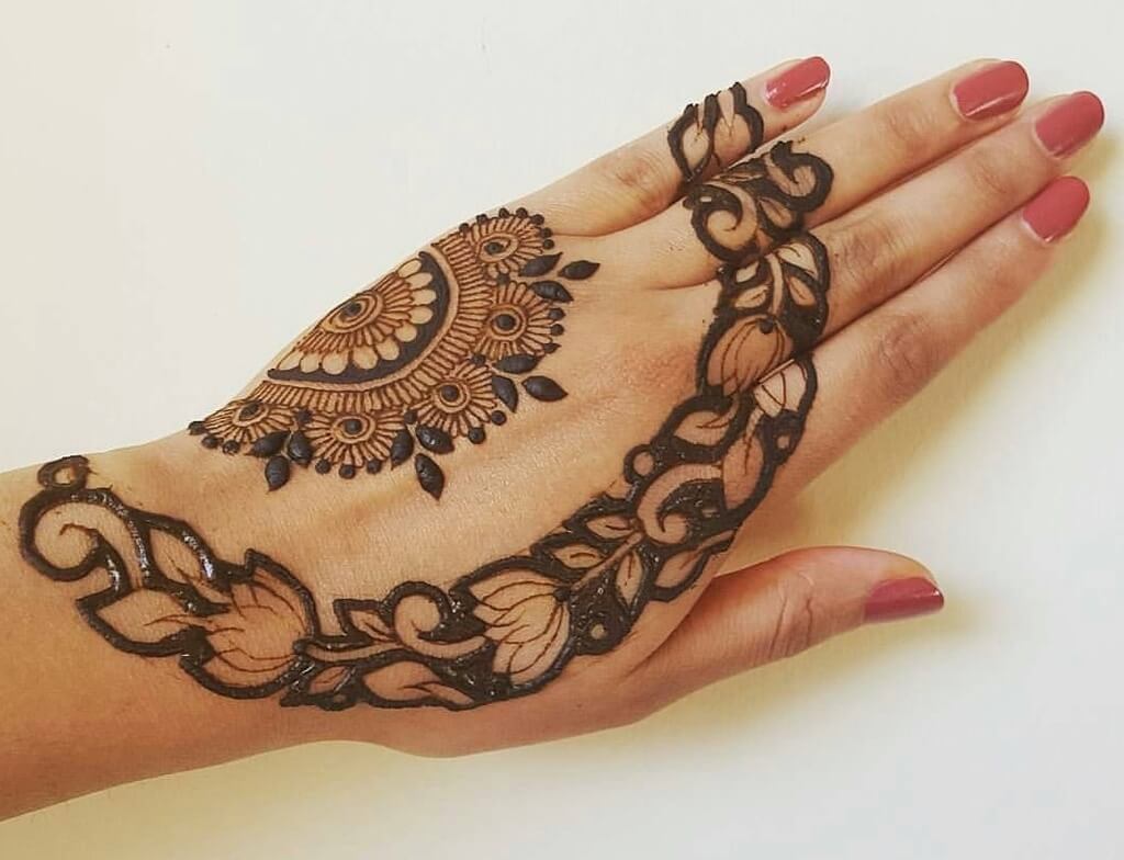 stylish back hand mehndi designs