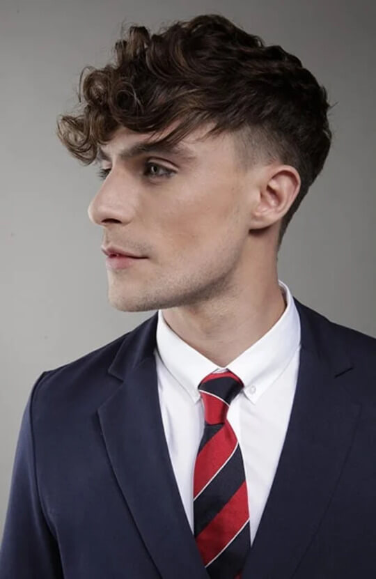 Two Block Hairstyle with Curly Fringe