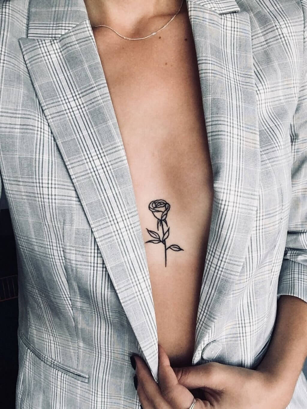 Small Rose Chest Tattoo For Women