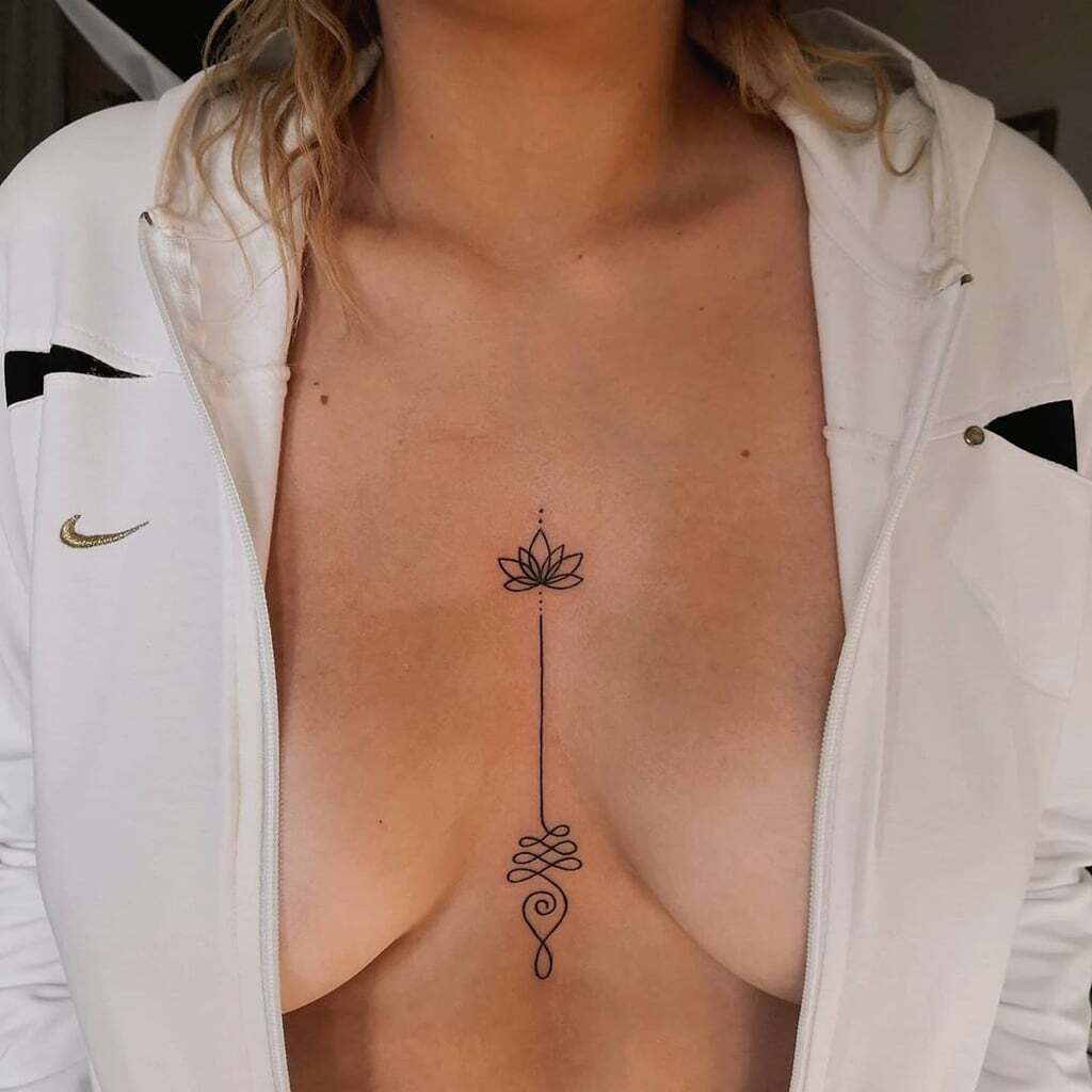 Sternum Breast Tattoo