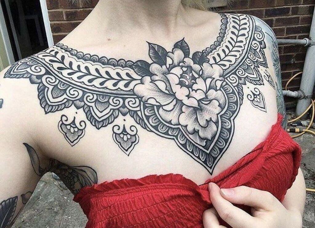 Ornamental Chest Tattoos for Women