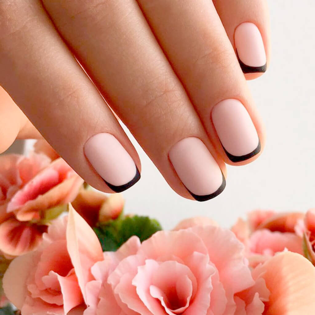 Black and pink French Manicure with a Twist
