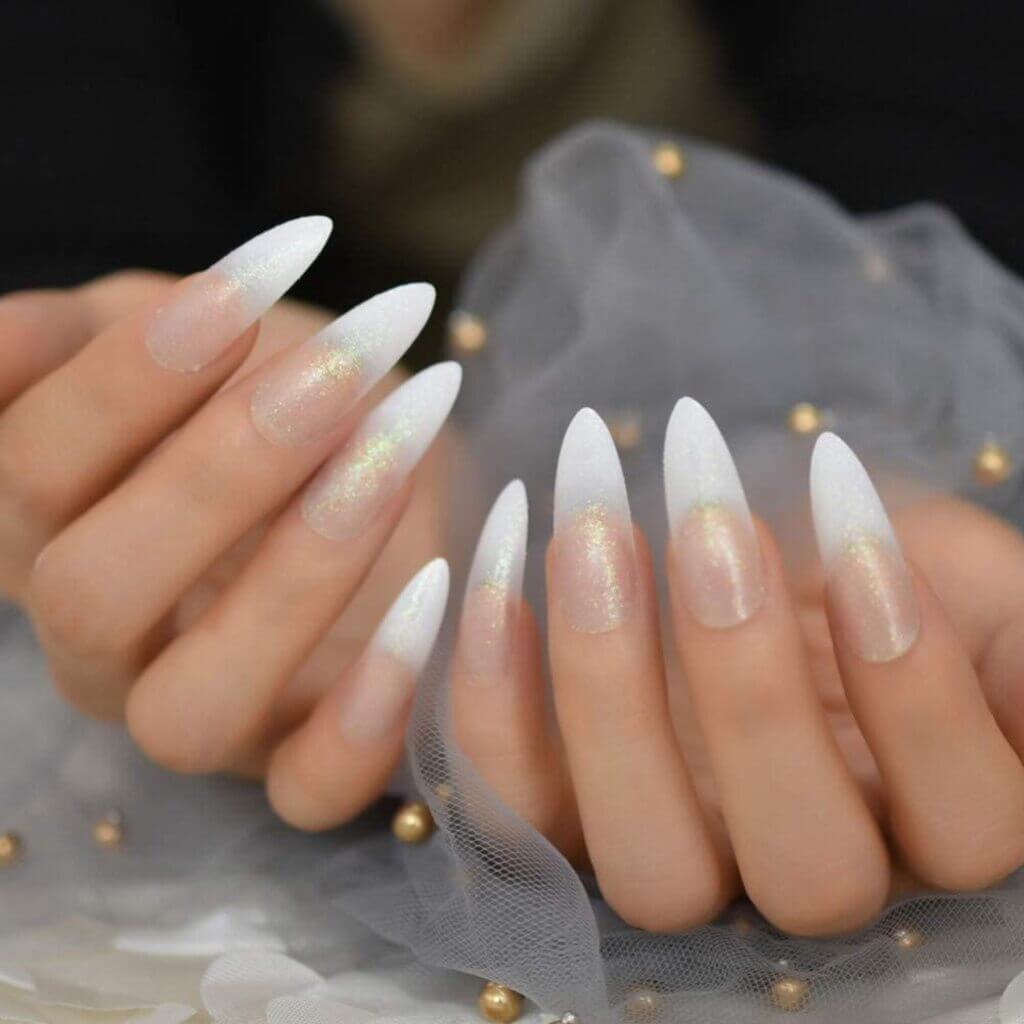 long Ombre White Nails