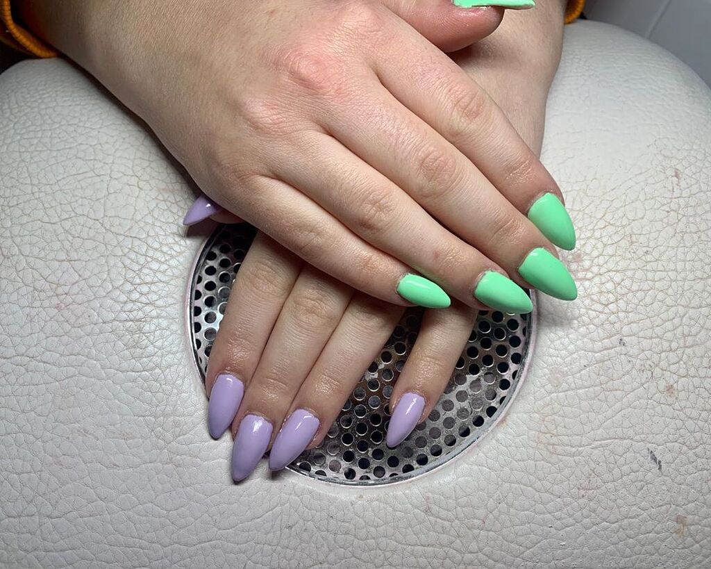 Purple and Green Nails 